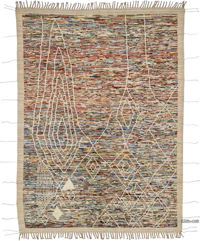 New Moroccan Style Hand-Knotted Rug - 7' 1" x 9' 9" (85" x 117")