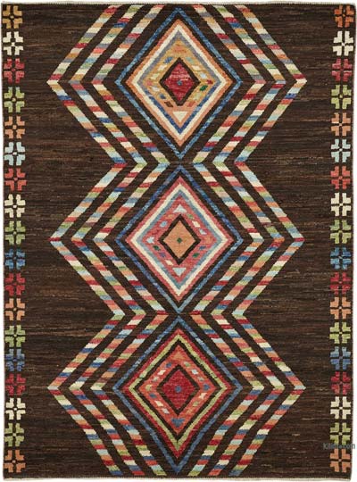Nueva Alfombra Tejida a Mano de Estilo Marroquí - 173 cm x 238 cm