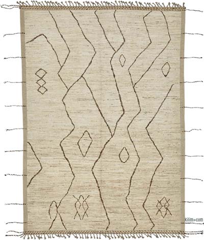 New Moroccan Style Hand-Knotted Rug - 6' 10" x 9' 11" (82" x 119")