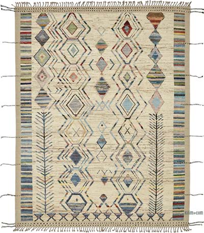 New Moroccan Style Hand-Knotted Rug - 8' 5" x 10' 1" (101" x 121")