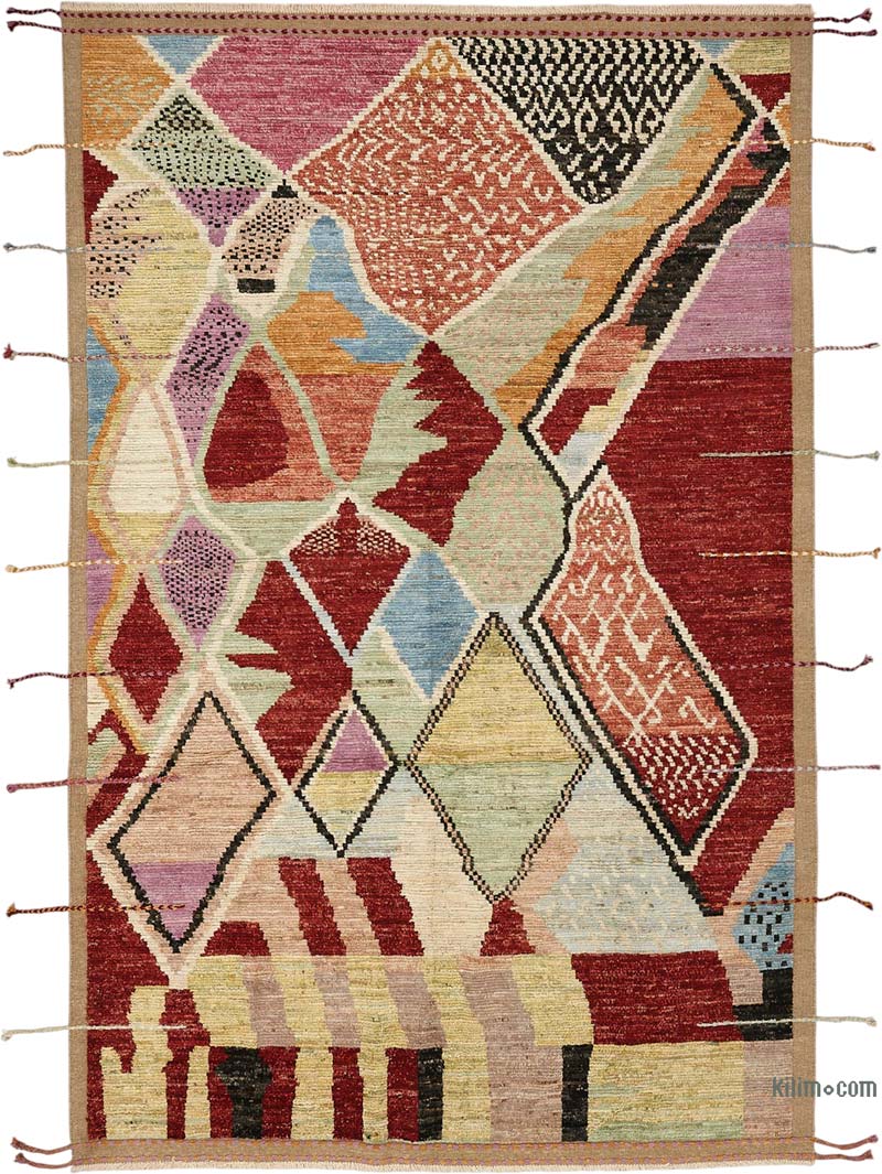 Nueva Alfombra Tejida a Mano de Estilo Marroquí - 200 cm x 307 cm - K0084067