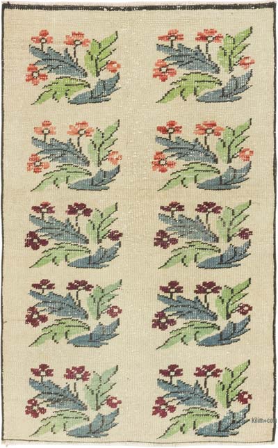 El Dokuma Vintage Halı - 72 cm x 117 cm