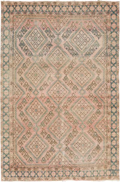 Vintage Hand-Knotted Oriental Rug - 6' 4" x 9' 7" (76" x 115")