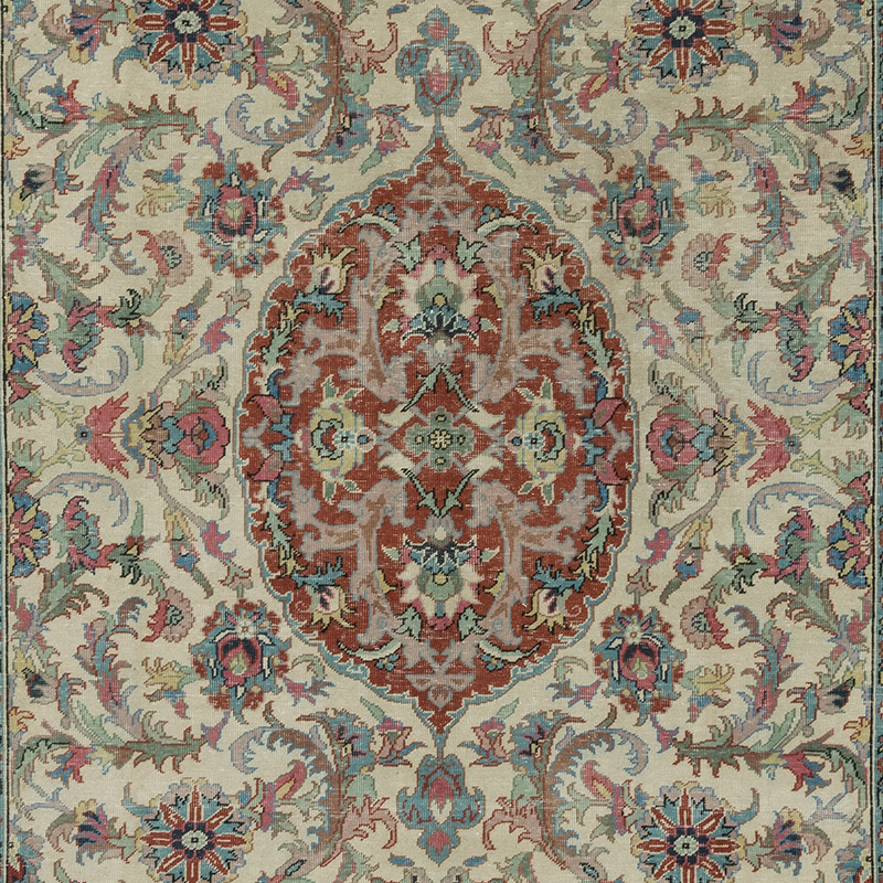 Alfombra Vintage Turca Anudada a Mano - 193 cm x 302 cm - K0084187