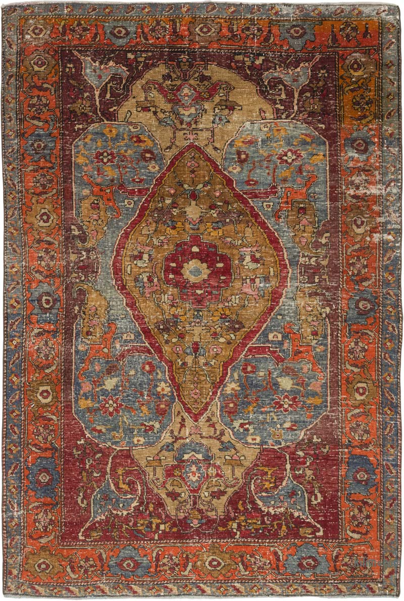 Alfombra Vintage Turca Anudada a Mano - 148 cm x 217 cm - K0084210