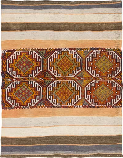 Vintage Malatya Kilim Rug - 4' 8" x 5' 11" (56" x 71")