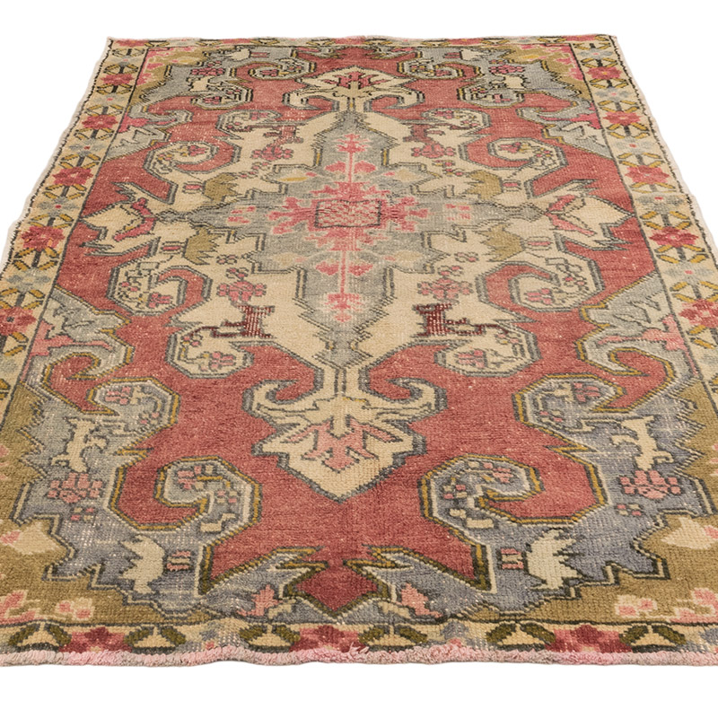 Alfombra Vintage Turca Anudada a Mano - 130 cm x 218 cm - K0084266