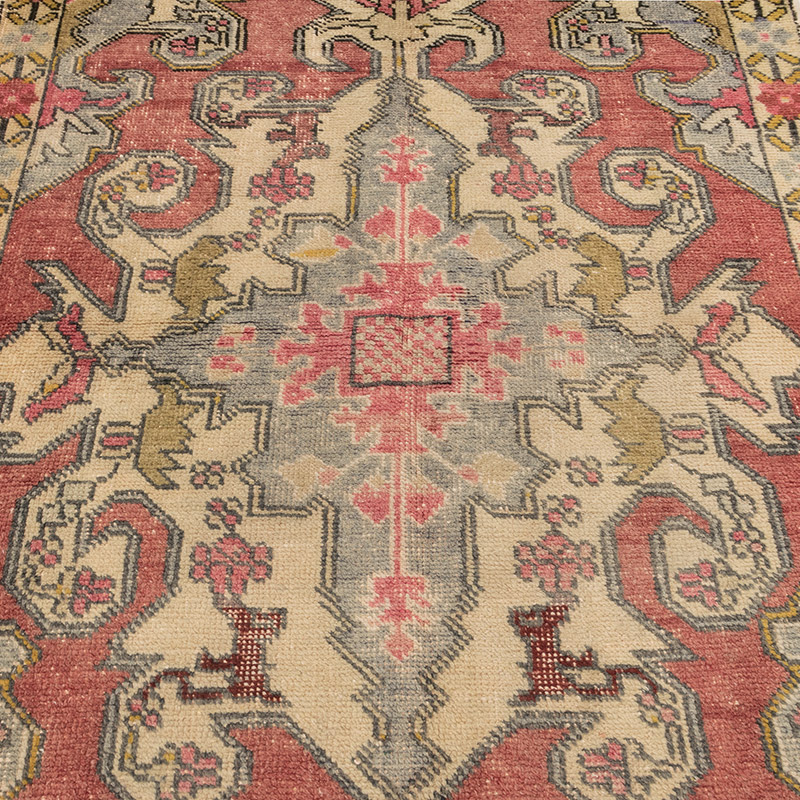 Alfombra Vintage Turca Anudada a Mano - 130 cm x 218 cm - K0084266
