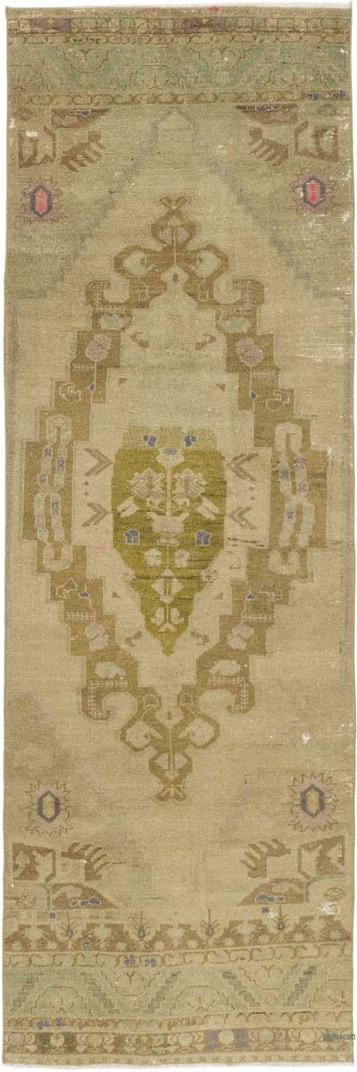 Pasillo Vintage Turco Anudado a Mano - 97 cm x 292 cm