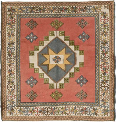Vintage Turkish Hand-Knotted Rug - 5' 8" x 6'  (68" x 72")