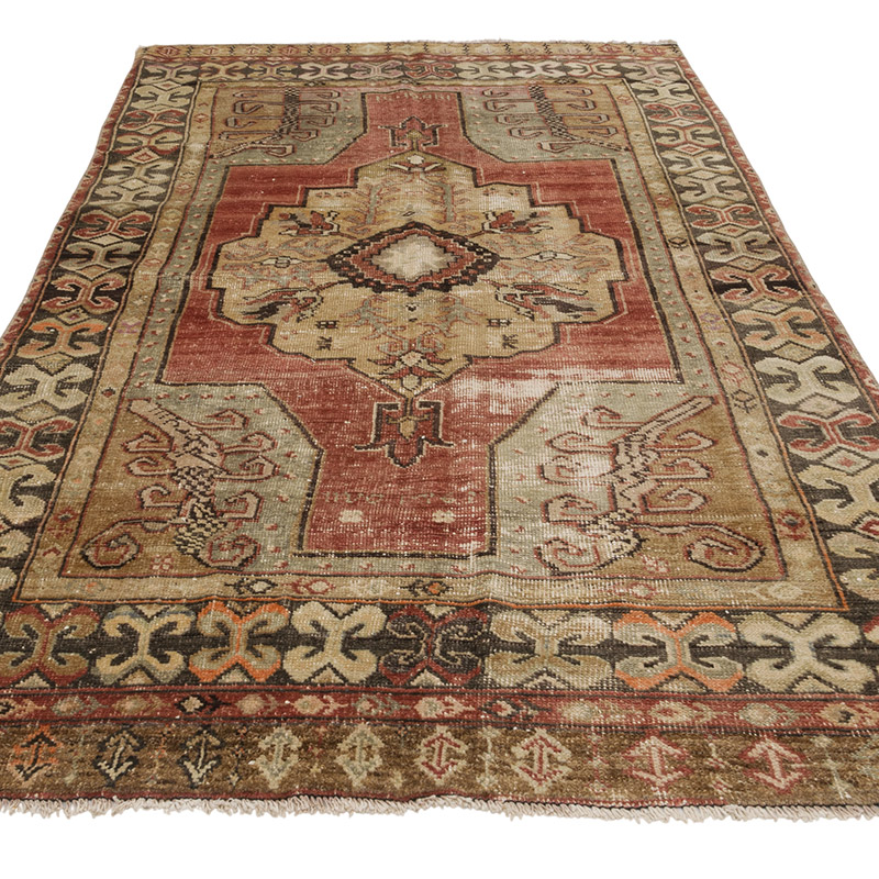 Alfombra Vintage Turca Anudada a Mano - 134 cm x 240 cm - K0084309