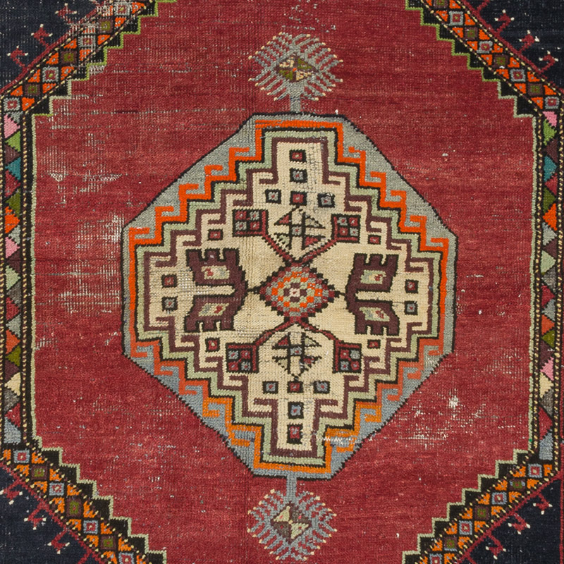 Alfombra Vintage Turca Anudada a Mano - 133 cm x 202 cm - K0084317