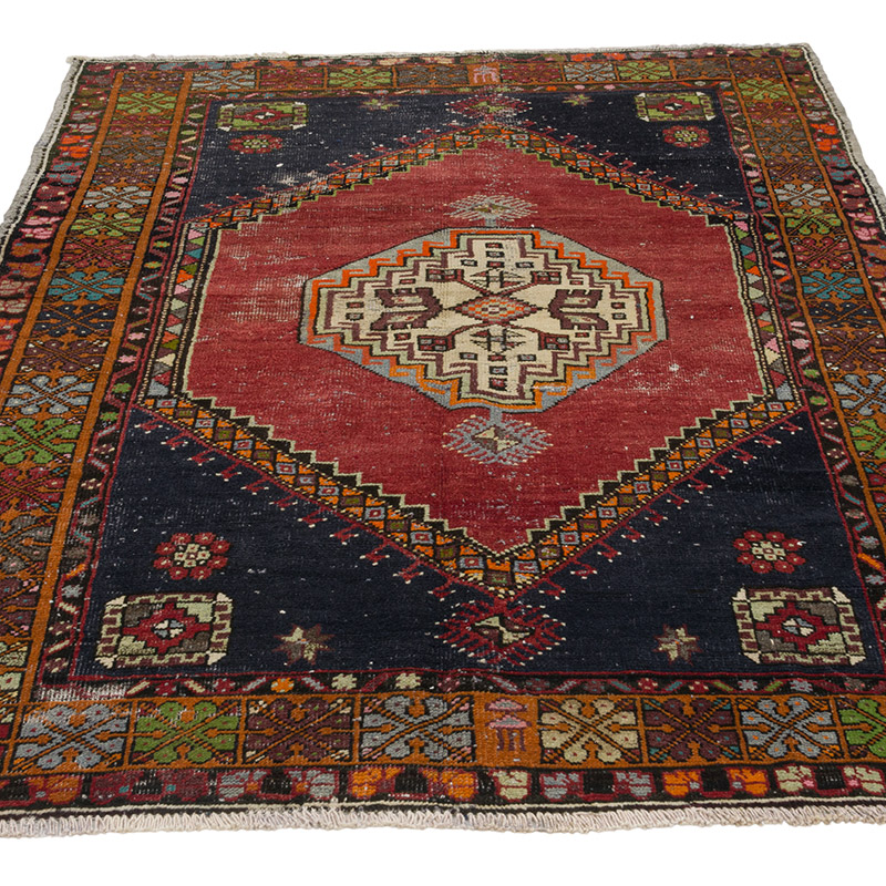 Alfombra Vintage Turca Anudada a Mano - 133 cm x 202 cm - K0084317