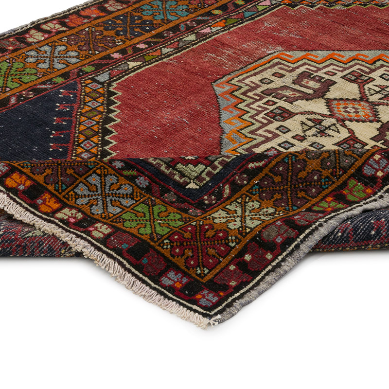 Alfombra Vintage Turca Anudada a Mano - 133 cm x 202 cm - K0084317