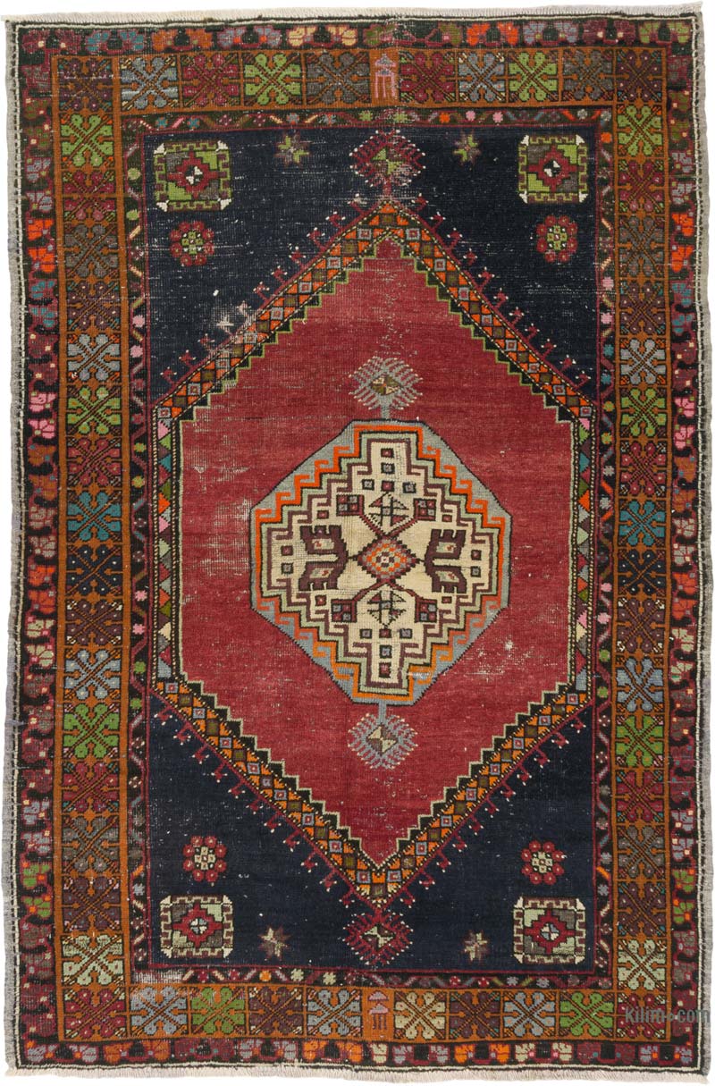 Alfombra Vintage Turca Anudada a Mano - 133 cm x 202 cm - K0084317