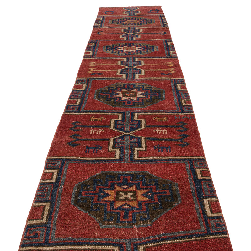 Vintage Turkish Hand-Knotted Runner - 2' 7" x 13' 6" (31" x 162") - K0084324