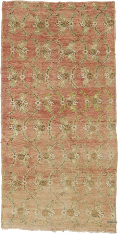 Vintage Turkish Hand-Knotted Rug - 4' 7" x 9' 2" (55" x 110")