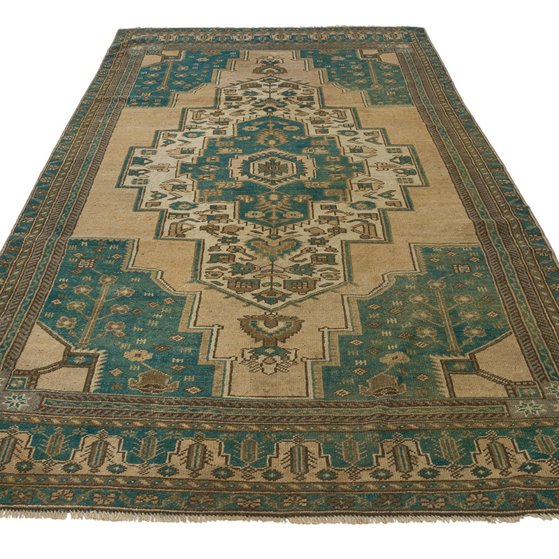 Alfombra Vintage Turca Anudada a Mano - 130 cm x 262 cm - K0084354