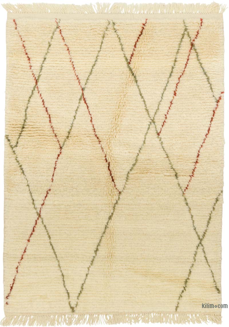 New Moroccan Style Hand-Knotted Tulu Rug - 4' 4" x 6' 1" (52" x 73") - K0084406