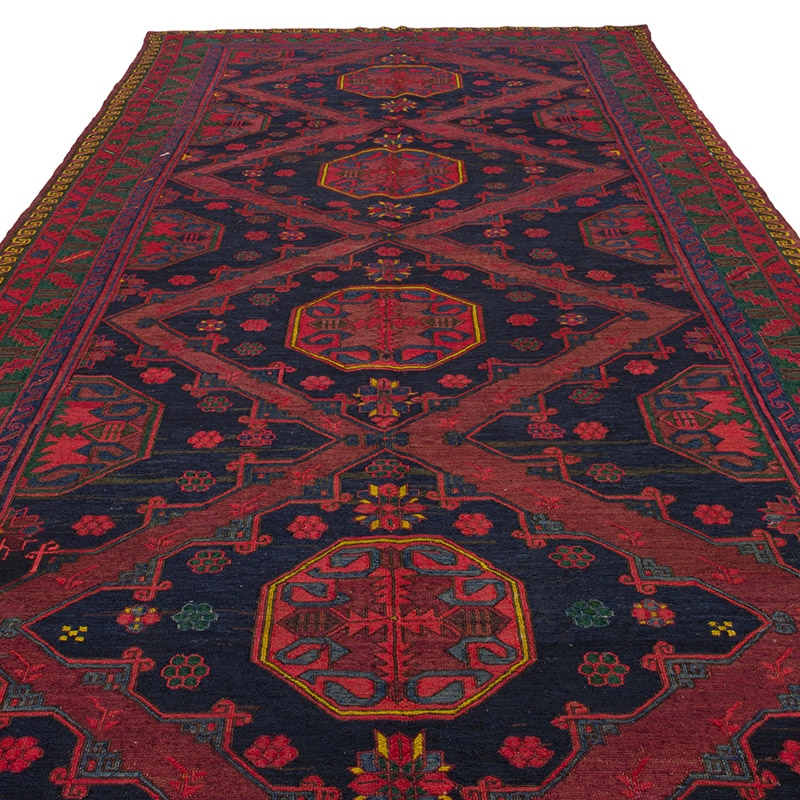 Alfombra Soumak Vintage Caucásica - 187 cm x 390 cm - K0084413