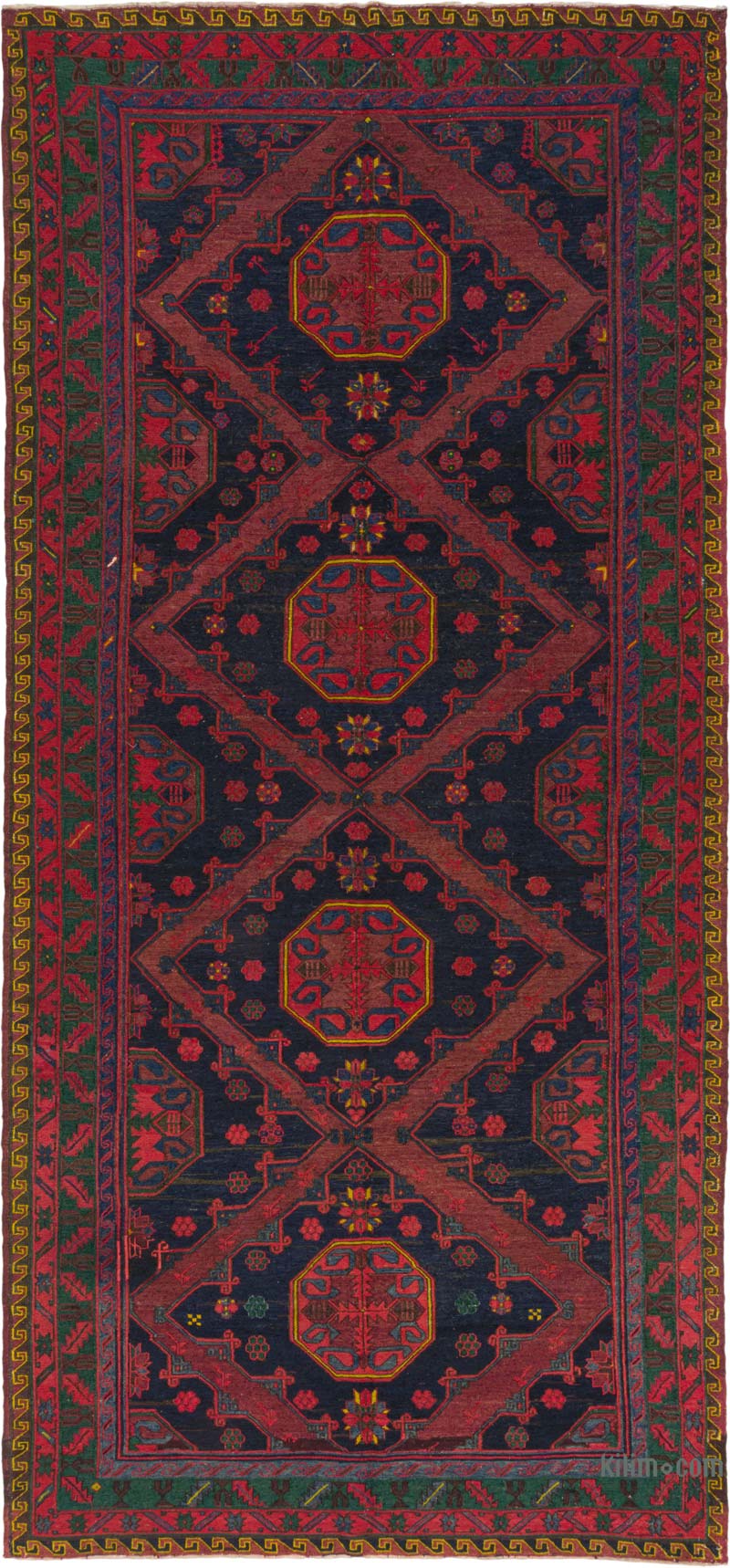 Alfombra Soumak Vintage Caucásica - 187 cm x 390 cm - K0084413