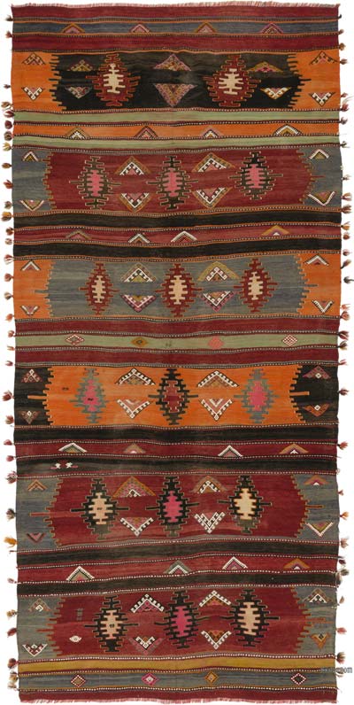 Vintage Sivas Kilim Rug - 5' 8" x 11' 11" (68" x 143")