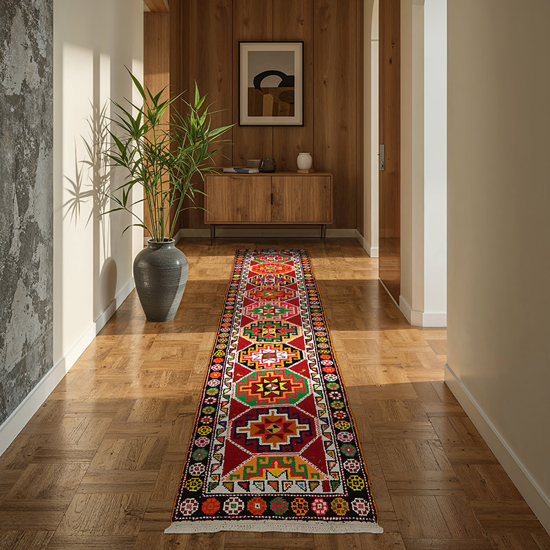 Alfombra Vintage de pasillo - 84 cm x 298 cm - K0085059