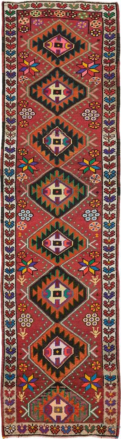 Vintage Tribal Runner Rug - 2' 9" x 11'  (33" x 132")
