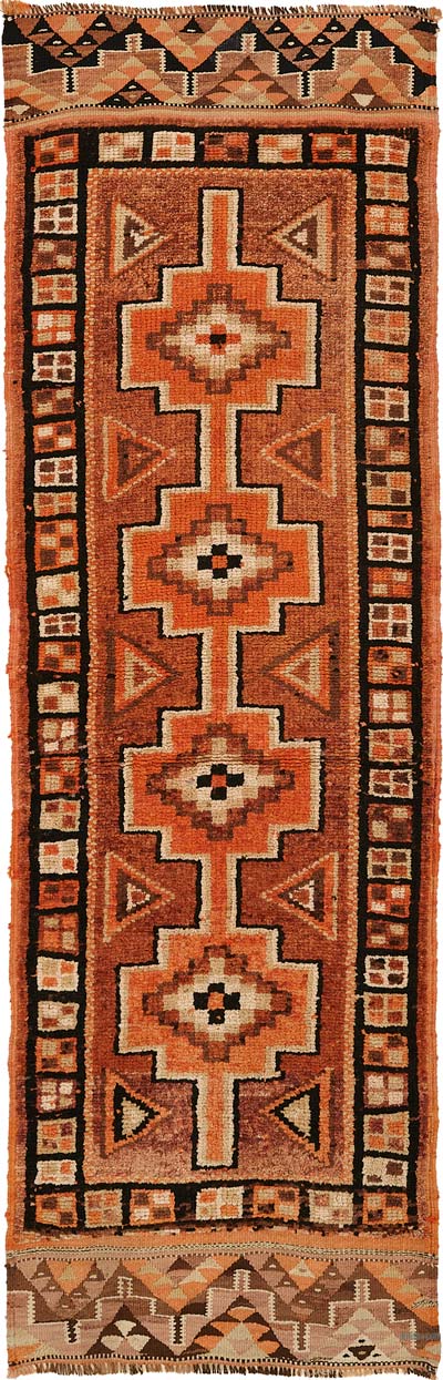 Vintage Tribal Runner Rug - 3'  x 9' 9" (36" x 117")