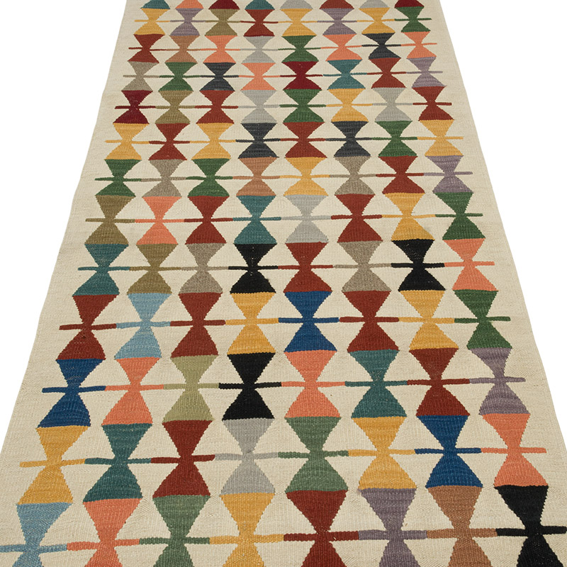 New Handwoven Turkish Kilim Runner - 3' 1" x 9' 10" (37" x 118") - K0085222