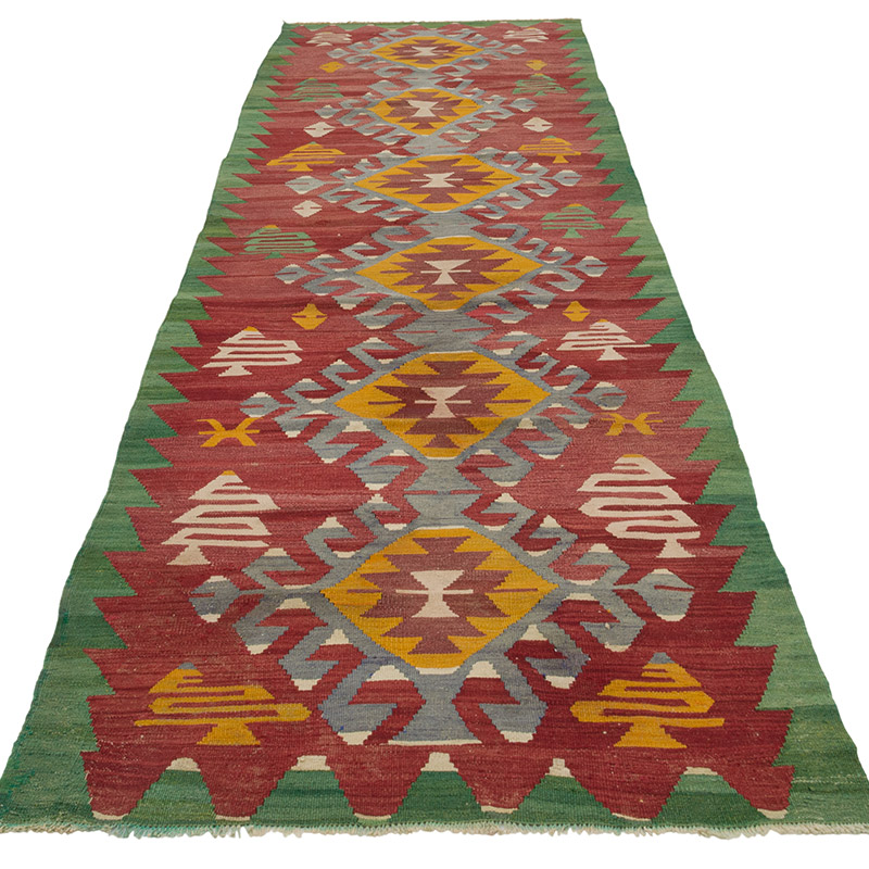 Vintage Denizli Kilim Runner - 3' 2" x 11'  (38" x 132") - K0085230