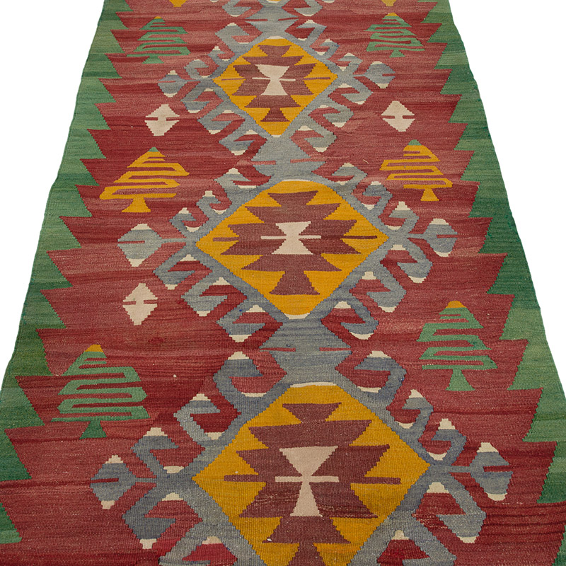 Vintage Denizli Kilim Runner - 3' 2" x 11'  (38" x 132") - K0085230