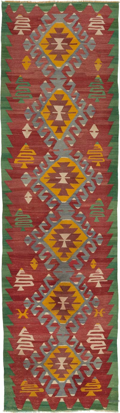 Vintage Denizli Kilim Runner - 3' 2" x 11'  (38" x 132")