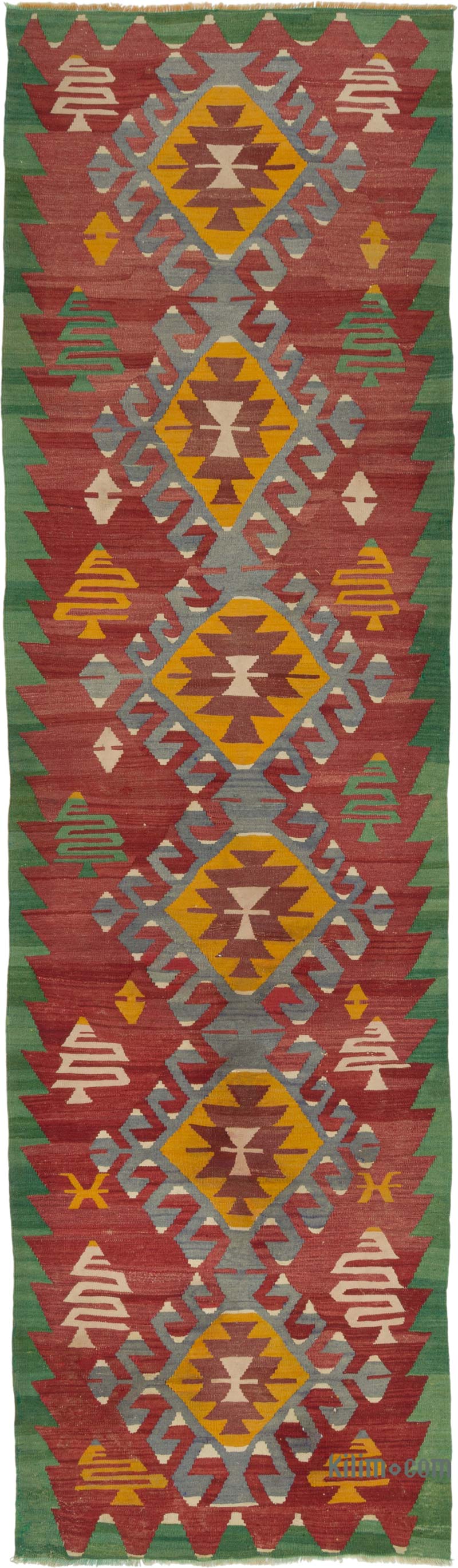 Vintage Denizli Kilim Runner - 3' 2" x 11'  (38" x 132") - K0085230