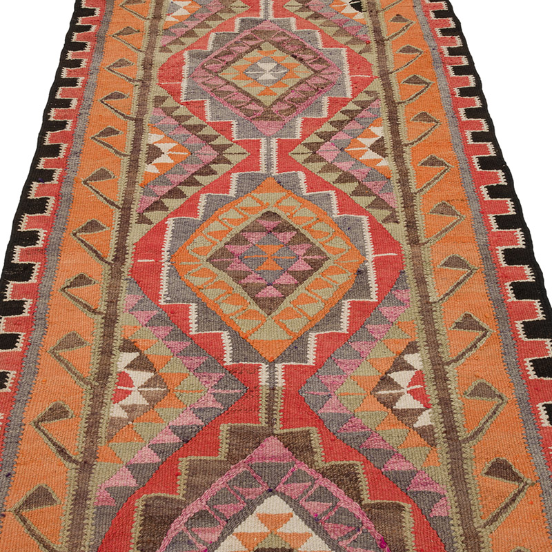 Vintage Herki Kilim Yolluk - 105 cm x 314 cm - K0085282