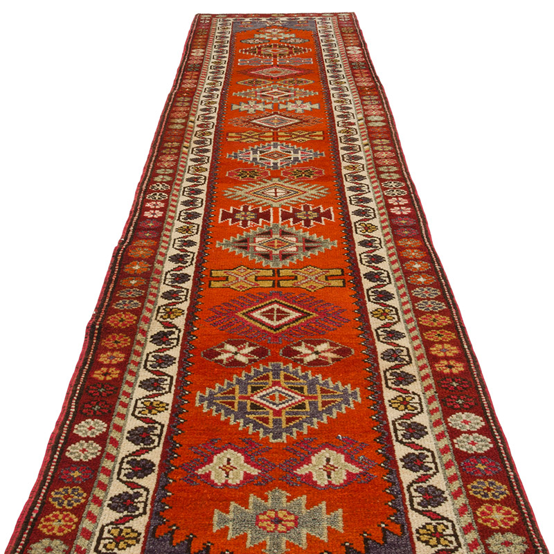Alfombra Vintage de pasillo - 88 cm x 392 cm - K0085293