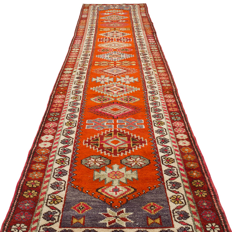 Alfombra Vintage de pasillo - 88 cm x 392 cm - K0085293