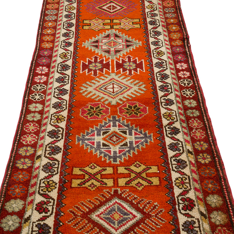 Alfombra Vintage de pasillo - 88 cm x 392 cm - K0085293