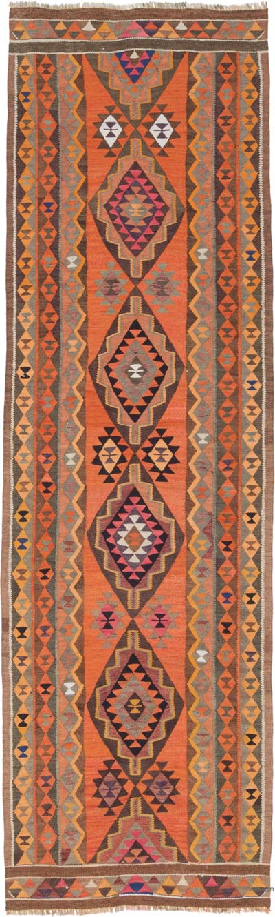 Vintage Herki Kilim Runner - 3' 3" x 10' 9" (39" x 129")