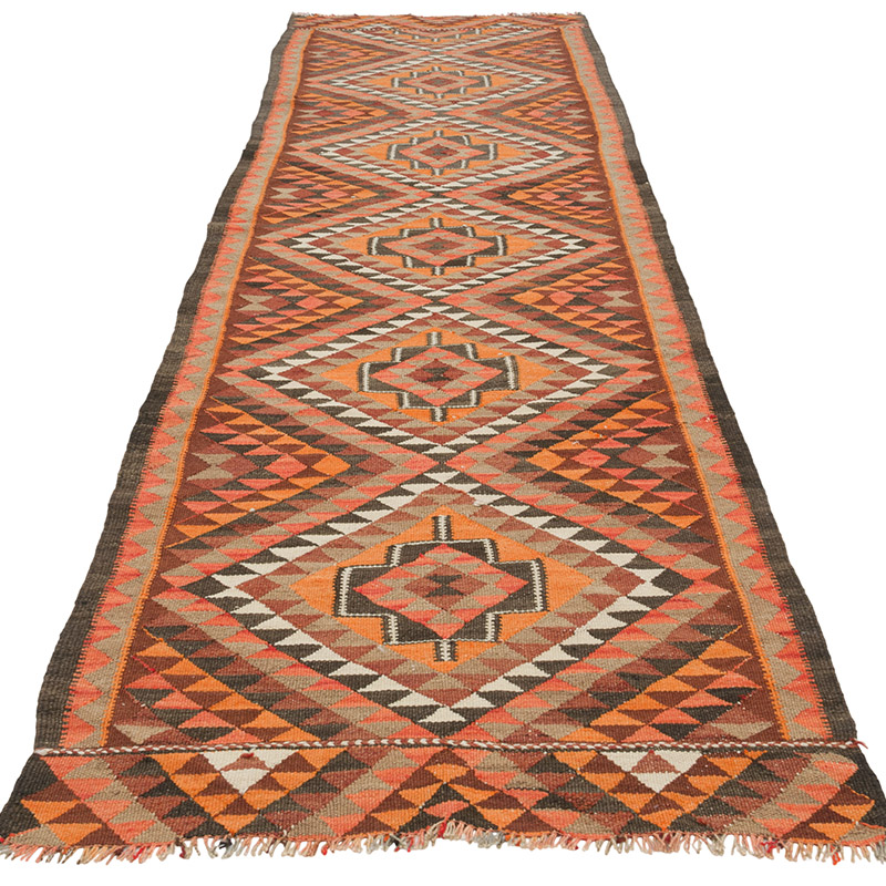 Vintage Herki Kilim Runner - 3' 1" x 10' 10" (37" x 130") - K0085308