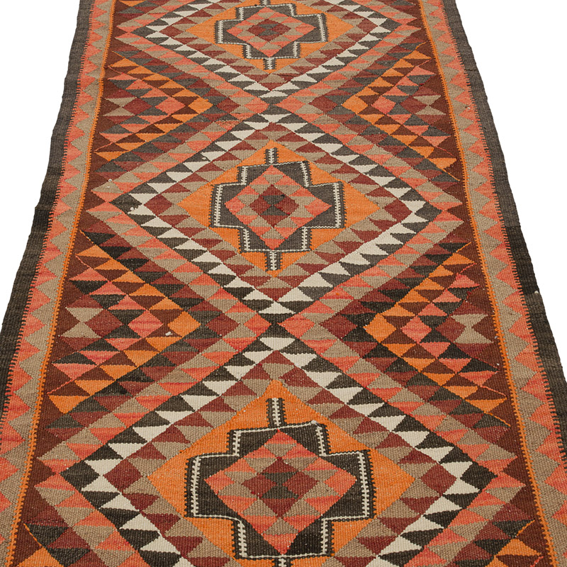 Vintage Herki Kilim Runner - 3' 1" x 10' 10" (37" x 130") - K0085308