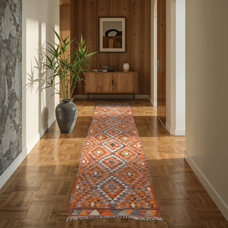 Vintage Herki Kilim Runner - 3' 1" x 9' 8" (37" x 116") - K0085309