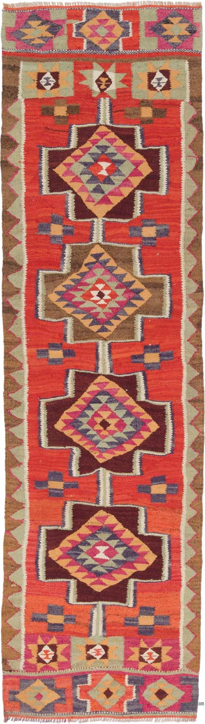 Vintage Herki Kilim Yolluk - 98 cm x 345 cm