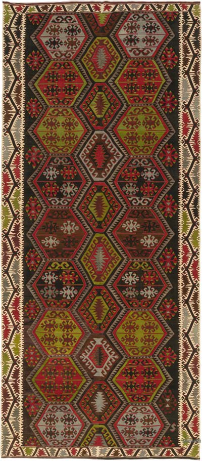 Vintage Corum Kilim Rug - 6' 5" x 14' 8" (77" x 176")