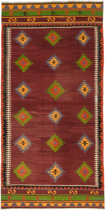 Vintage Cal Kilim Rug - 6' 2" x 12' 6" (74" x 150")