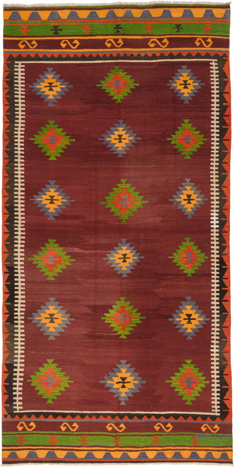 Vintage Cal Kilim Rug - 6' 2" x 12' 6" (74" x 150") - K0085348