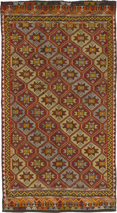 Vintage Anatolian Jijim Rug - 5' 8" x 10' 1" (68" x 121")