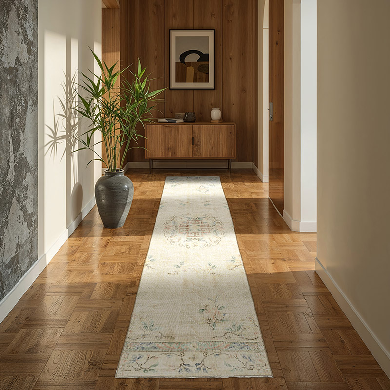 Pasillo Vintage Turco Anudado a Mano - 80 cm x 278 cm - K0085400