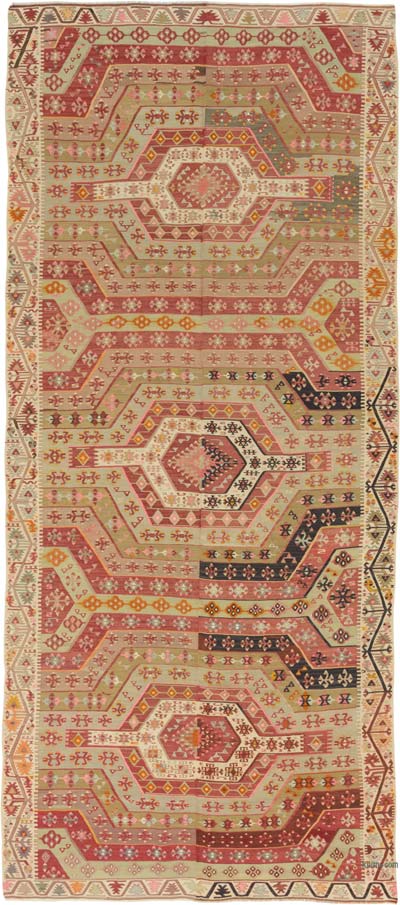 Antique Kayseri Kilim Rug - 5' 7" x 12' 4" (67" x 148")