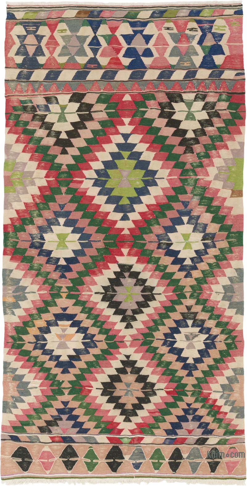 Vintage Turkish Kilim Rug - 4' 1" x 7' 10" (49" x 94") - K0085528